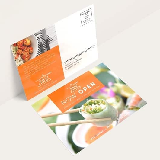 A finished IBIS Collective postcard mailer for a local restaurant