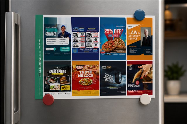 An actual IBIS Collective page held up on a refrigerator with magnets, where it stays for weeks